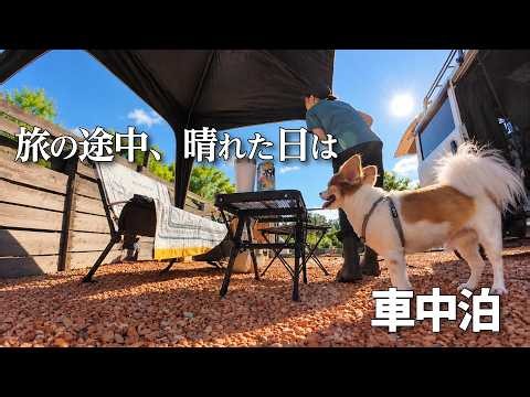 【軽バン車中泊】雨の翌日は快晴！タープの下でのんびり過ごす時間が最高｜那須・ニワトコ｜コメリ 卓上キューブコンロ