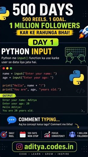 Day 1 — Python Input Tutorial 🐍🔥Coding Journey