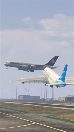 A380 Almost Collides During Landing and Takeoff