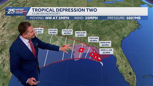 Tropical Depression Two expected to become tropical storm later today