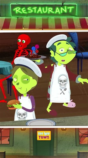 Zombies having fun at the Restaurant #shorts #teeheetown #halloween