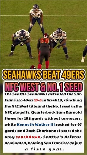 Seattle’s defense silences 49ers — top NFC seed locked! #seahawks #nfl #americanfootballteam