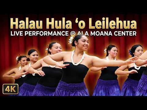 Halau Hula 'o Leilehua • Elegant Hula Dance Performance at Ala Moana Centerstage Hawaii【4K】