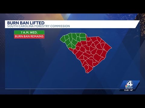 South Carolina to lift burn ban in 12 counties following recent rainfall