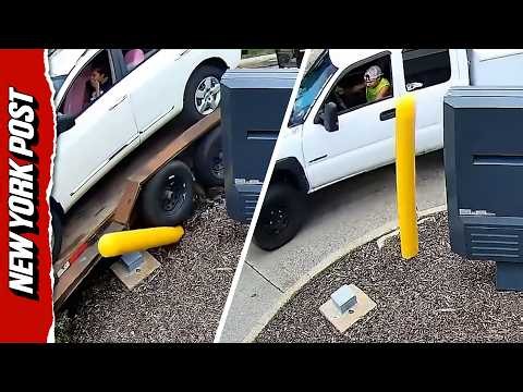 Pickup Driver Flees After Trailer Uproots Pole in Taco Bell Drive-Thru