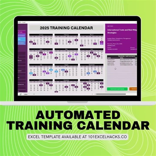 Get the automated training calendar premium template #101excelhacks