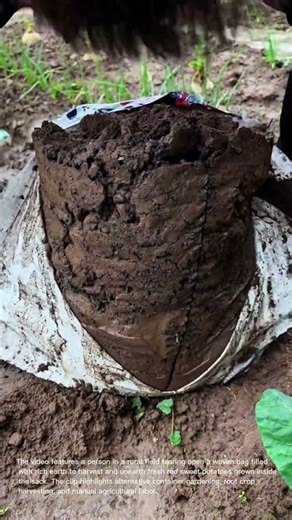 Agricultural Harvest: Harvesting Sweet Potatoes Grown in Bag Containers