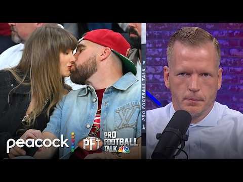 Travis Kelce and Taylor Swift sit courtside at Knicks vs. Cavs | Pro Football Talk | NFL on NBC