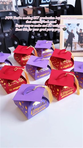 DIY with me: Graduation hat candy boxes 🎓🍬✨ Cute, easy, and budget-friendly. You’ll wanna make these for everyone on your list!#graduationgift#graduationcap#graduationparty#teacher#students