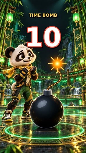 Panda vs 10 Second Time Bomb! 🐼💣 Bamboo Forest Blast #shorts