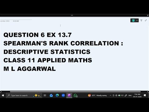 Ques 6 Ex 13.7 Spearman's Rank Descriptive Statistics: Class 11 Applied Maths ML Aggarwal