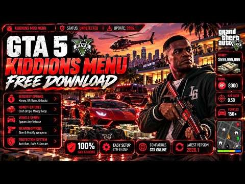 GTA 5 Kiddions Mod Menu 2026 🐻 | Vehicle Options + RP + Cash + No Clip | Mod Features Guide | Safe!