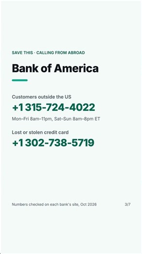 Card Blocked Abroad? Call Your US Bank From Outside the US (Chase, BofA, Wells Fargo) #Shorts