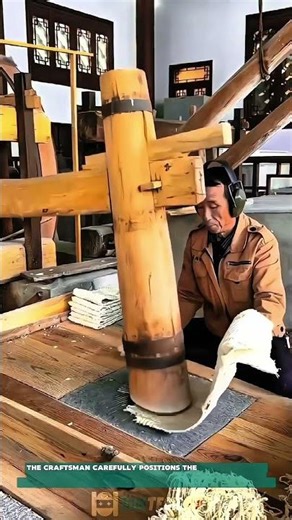 Pounding Mulberry Bark into Paper Pulp with a Wooden Hammer – Satisfying jobs and machinery