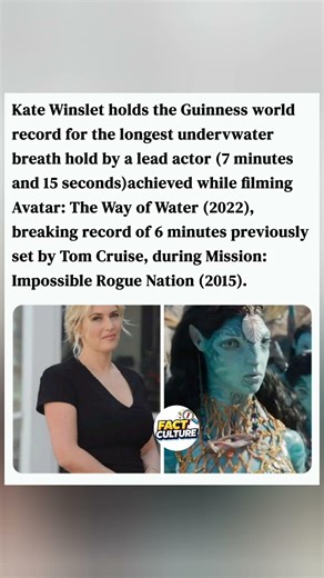 Kate Winslet beat Tom Cruise's underwater breath record. #shorts #KateWinslet #Avatar #Underwater