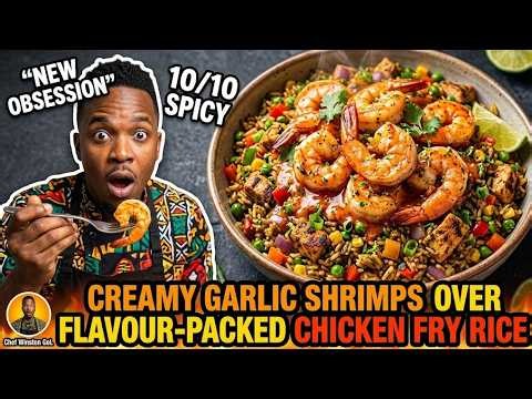 You Won't Believe How Good This Creamy Garlic Shrimp & Fried Rice Is!