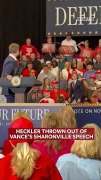 Heckler removed from VP JD Vance's appearance in Sharonville, Ohio, Wednesday