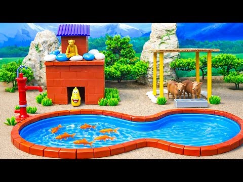 19 Minutes Satisfying with Build Miniature Dairy Farm with Barnyard for Cow and Cattles Diorama