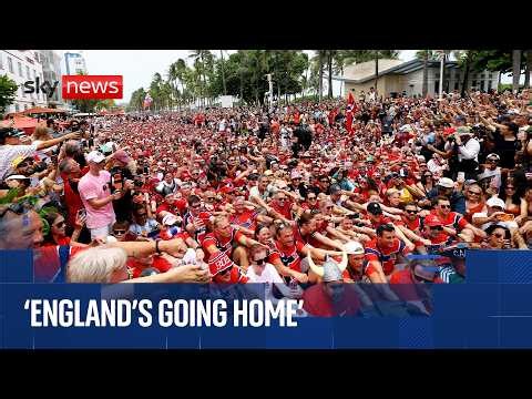 Norway fans row on Miami Beach ahead of quarter final against England