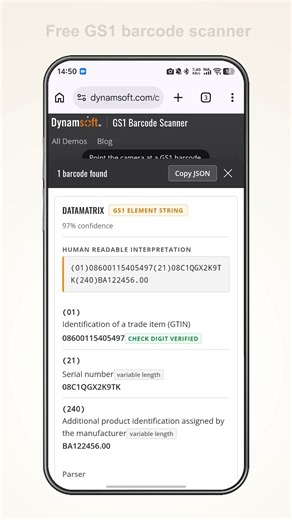 Free GS1 Barcode Scanner Online #dynamsoft #gs1