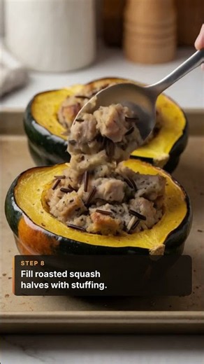 Turkey & Wild Rice Stuffed Acorn Squash with Cranberry-Maple Glaze #Shorts
