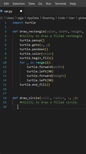 Draw car using turtle python #turtle #python #programming