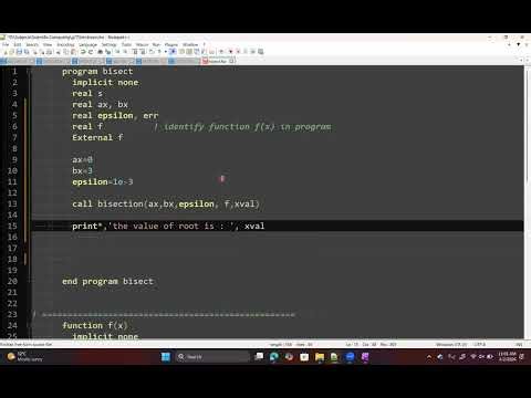 Subroutine for bisection method