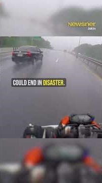 Bike loses control during downpour #motorcycle #dashcam