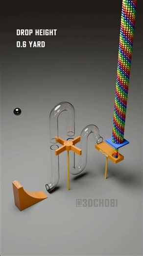 An interesting contraption for tall marble pillar demolition by a perfect height drop ball #asmr