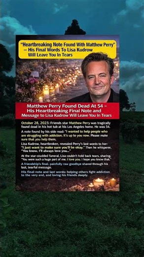 Final Message That Broke Hearts — Matthew Perry’s Last Words and Emotional Goodbye