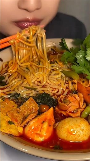 One Bite Spicy Noodles Eating Challenge ASMR #shorts #foodie #mukbang