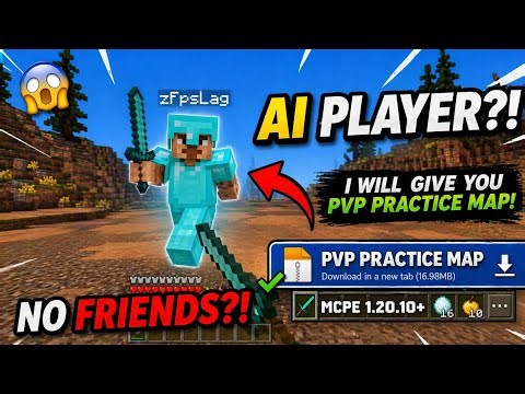 Best PVP Practice Map For Minecraft PE 1.21+ 🔥 | No Lag + AI Player Practice