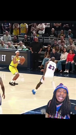 Andrew Nembhard breaks Lebron james ankles #NBA #lebronjames #andrewnembhard #76ers #pacers @Kalshi