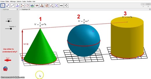 Volumes and ratios(sphere,cone cylinder) Visualization|Animation | Interactive applet@geogebrahttps://t.co/23BUle1Oxk #geogebra #math #science #iteachmath #mtbos #visualization #elearning @bancoche