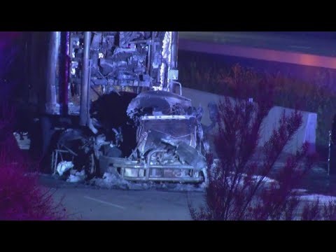 18-wheeler goes up in flames on north side after brakes overheat, leading to hazard