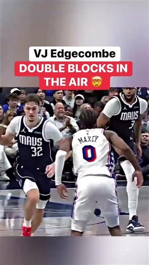 VJ Edgecombe DOUBLE BLOCKS IN THE AIR 🤯 #nba #basketball #76ers