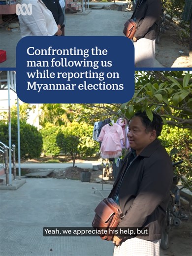 📍 Men on bikes followed ABC News Asia editor Karishma Vyas constantly while covering elections in Myanmar. Polls have closed on the first phase of voting in the country's first election since the military overthrew the democratically elected government in 2021. The election has been widely dismissed as a sham by governments and human rights activists. The final results are set to be announced in February after two more rounds of voting. 📸 via ABC News by Asia editor Karishma Vyas and camera op