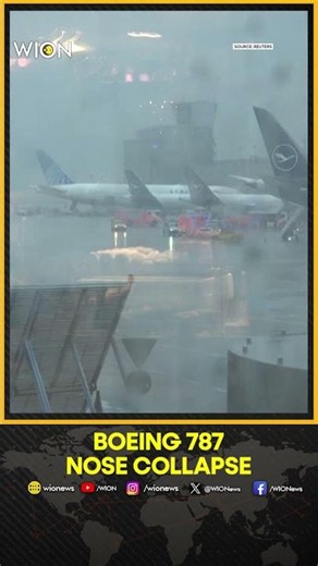 Lufthansa Boeing 787 Nose Gear Collapses at Frankfurt Airport | WION SHORTS