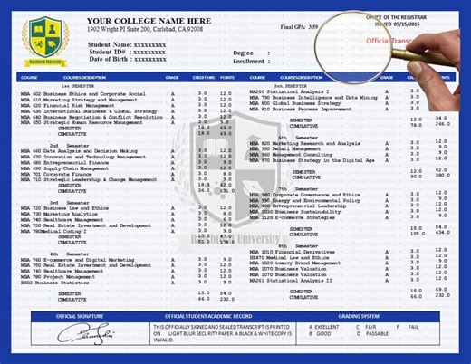 Editable College Transcript, University Transcript, School Transcript Template, Background Text, Custom Transcript Degree Certificate Design - Etsy