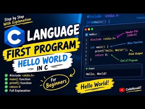 C Language ka First Program Hello World!#CProgramming #CLanguage #LearnC #CForBeginners #HelloWorld