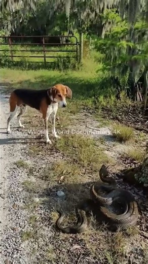 Dog Faces Snake: A Wild and Intense Moment #dogvssnake #wildlife