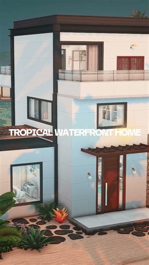 This TROPICAL WATERFRONT Home is a Dream 🌴| SIMS 4 Build | ASMR Speed Build
