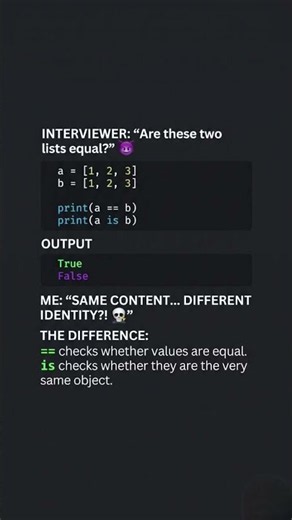 Python Says These Lists Are Equal AND Different?! 💀 #shorts #youtubeshorts #python