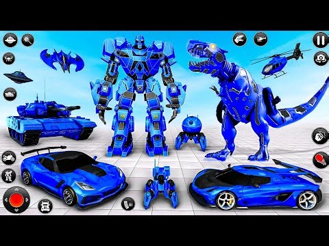 Blue Dino Robot Transform War Jet Bike Car Dinosaur Transformation Robot Game New🎮- Android Gameplay