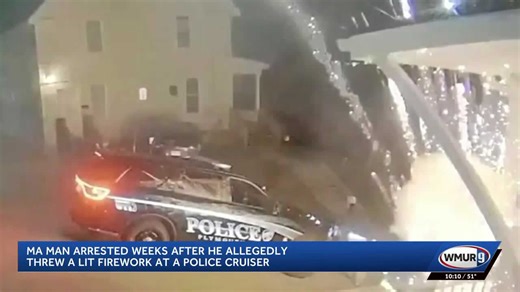 Man arrested after video shows thrown firework exploding near officer in New Hampshire