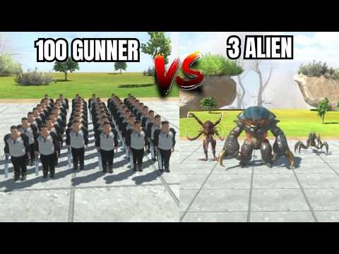 3 Alien VS 100 Gunner - Animal Revolt Battle Simulator