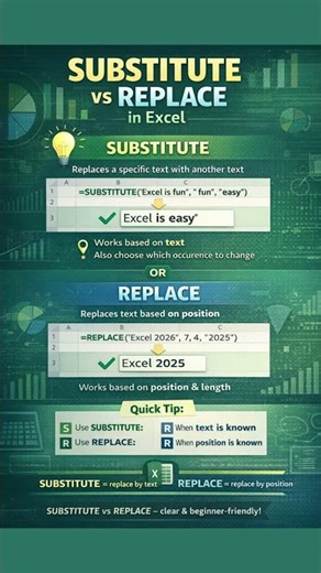 Change Text in Excel FAST! SUBSTITUTE vs REPLACE Explained 🚀