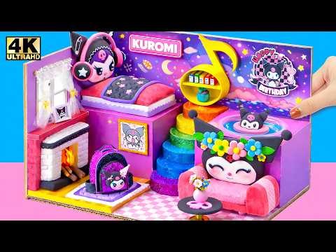 Make Magical Purple Kuromi House with Bedroom, Slime Tub from Polymer Clay 💜Miniature Clay House