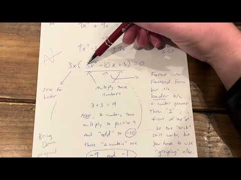 Epic Algebra. Solving a cubic polynomial by standard form, GCF, factoring by grouping, and solving