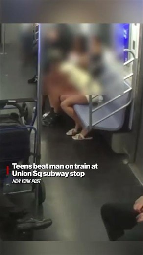 Fiends beat, rob sleeping straphanger on NYC subway train #shorts